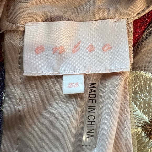 NWT 3-Dimensional Embroidered Floral Sheer Halter Mini Dress Sz: XS - Picture 14 of 16